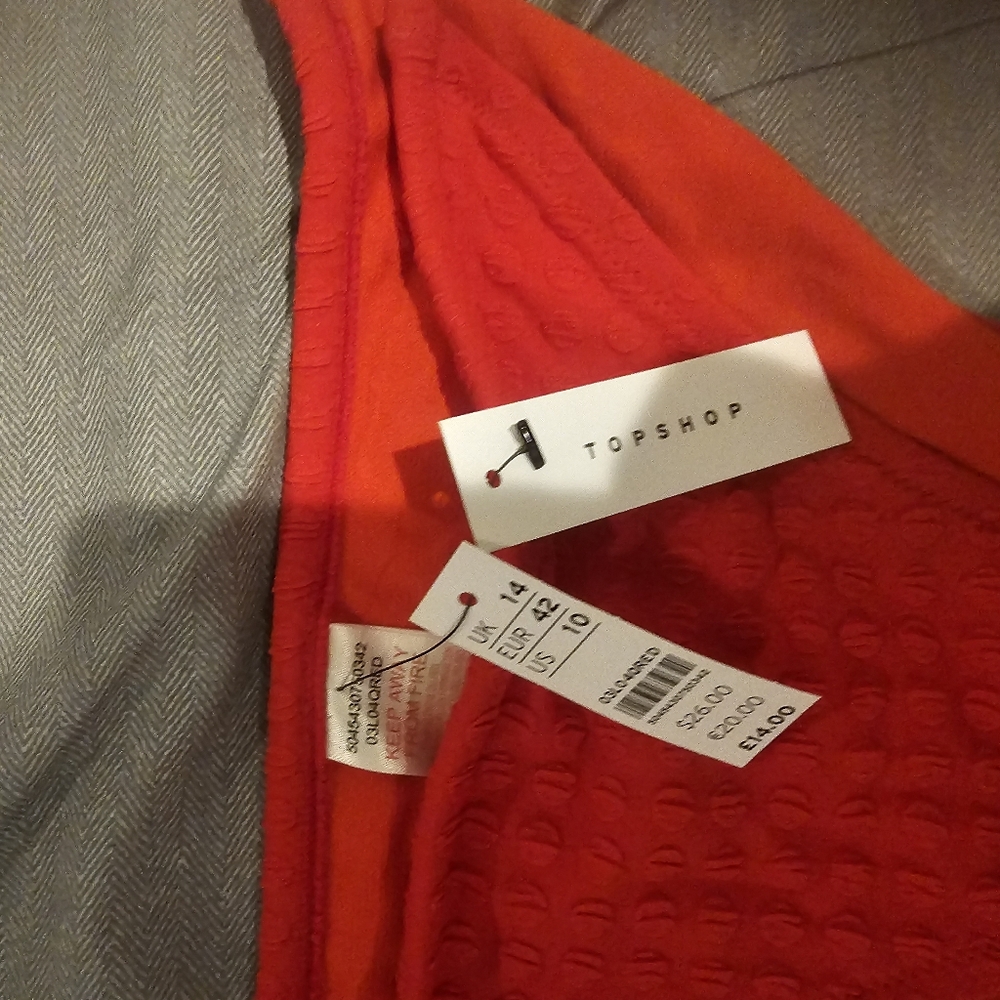 NWT Topshop Red Swimsuit bottoms Size 10